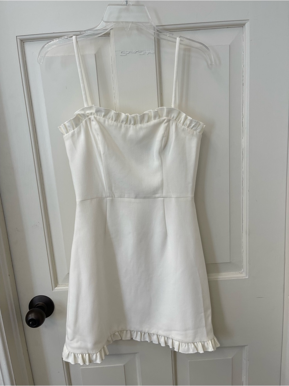 French Connection Cream Ruffle Strap Mini Dress